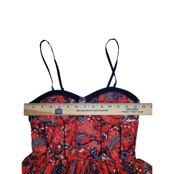 BOG Collective Dress Sz S Small Red Floral with Pockets Lightweight Princess Cut - Picture 9 of 10